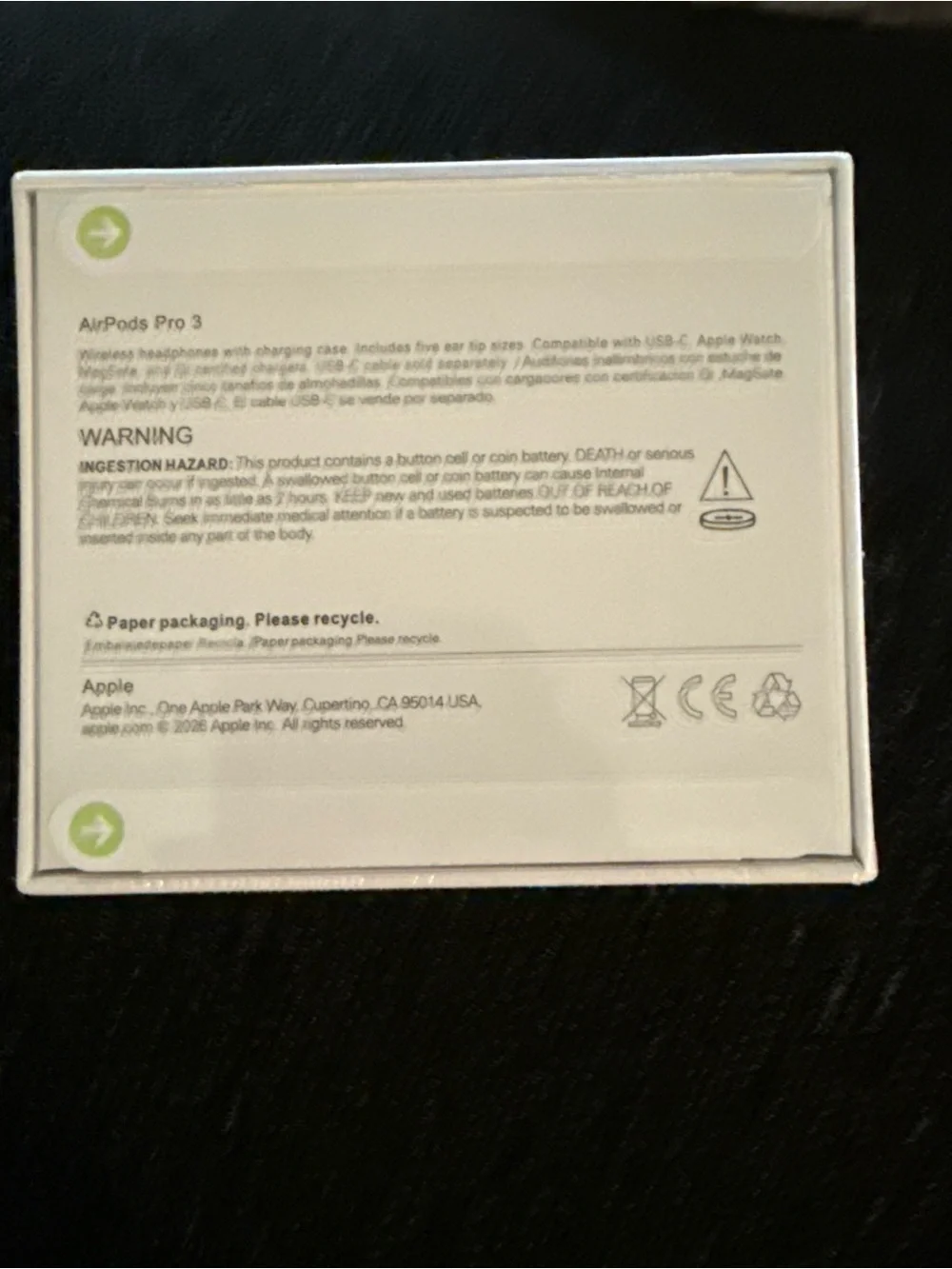 Apple AirPods Pro 3 Earbuds with White Charging Case